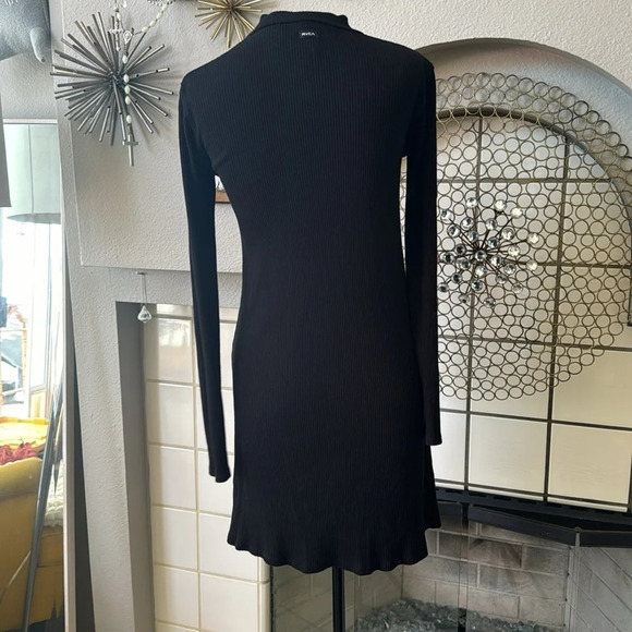 RVCA size small black bodycon ribbed keyhole dress - Picture 3 of 11